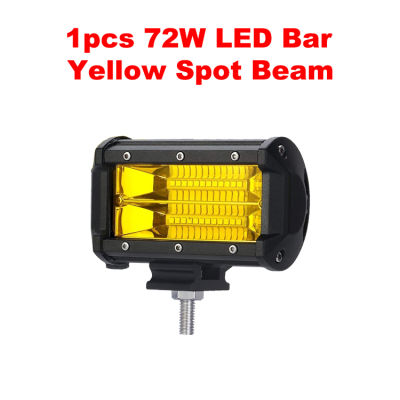 ANMINGPU 5inch White Yellow LED Light Bar 12V 24V 72W Spot Beam LED Work Light Bar for Off Road Jeep Truck 4x4 Atv Car Fog Light