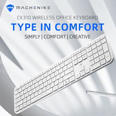▼✐ MACHENIKE CK310 2.4GHz Wireless Keyboard 100Per Full Sized Portable Simplifed Office Wireless Keyboard White