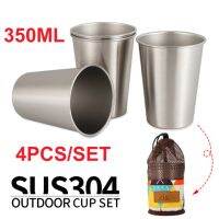 ชุดอุปกรณ์บนโต๊ะอาหารถ้วยสำหรับออกแคมป์สำหรับกิจกรรมกลางแจ้ง8ชิ้น70มล./350มล. ถ้วยไวน์ถ้วยเหล็กกล้าไร้สนิมแก้วปิกนิกสำหรับเดินทางดื่มชาวิสกี้นม