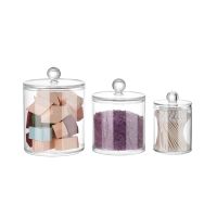 Cotton Swabs Qtip Container Acrylic Makeup Organizer Cosmetic Makeup Cotton Pad Organizer Jewelry Storage Box(Empty Box)