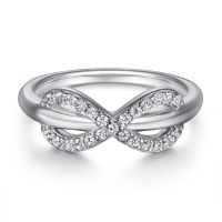 S925 Sterling Silver Diamond Wedding Band Row Diamond Infinity Symbol Silver Ring