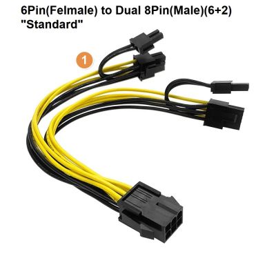สายแปลงไฟการ์ดจอ PCI-E 6Pin to Dual 8Pin(6+2)/ 6Pin to Dual 8Pin 18AWG(6+2)/ 8Pin to 8Pin 18AWG/ 6Pin to 8Pin 50cm(6+2)