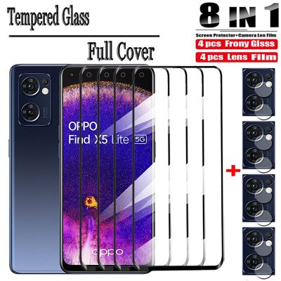 ♟◇▤ 8IN1 Full Cover Tempered Glass For OPPO Find X5 X3 Lite Reno 8 7 6 5 Pro 5G Lens Screen Protector A96 A76 A94 A54 A93 A16K Glass
