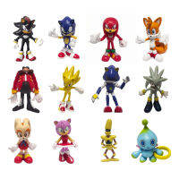 Baifen Sonic 12ชิ้น Pvc คู่มือ Sonic การ์ตูนน่ารักรุ่นเครื่องประดับตกแต่งเค้ก Sonic Boy วันเกิดเบเกอรี่เค้กของเล่นรูป Toy