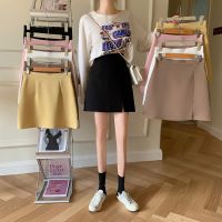 COD ▨♨™ vffe899 Summer Womens Solid Color Simple Korean Style Slim Fit Skirt A-line High Waistall-match Short Skirt