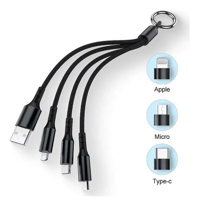 Rocomoco 3 in 1 USB Micro USB Type-C Lightning Data Cable Keychain Portable Data Sync Line Cord For iPhone Samsung Xiaomi OPPO HUAWEI VIVO