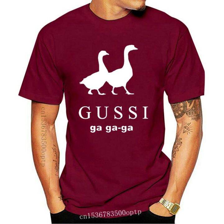 เสื้อผ้าผู้ชาย2คนเสื้อยืดแบรนด์เสียดสีตลกเสื้อยืด GUSSI Ga Ga Ga ท็อปส์ ...