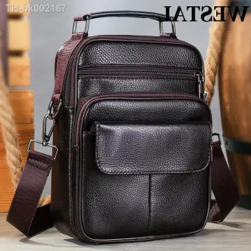 Westal 100% leather crossbody bags for men shoulder bag husband