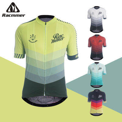 ⭐แร็กเมอร์⭐เสื้อเจอร์ซีย์นักปั่น Man Gradient Stripes Breathable Elastic Quick-Drying Light แน่นจักรยานบนถนน MTB การแข่งขันแขนสั้น