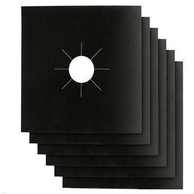 6X Reusable Non-Stick Black Gas Range Stove Top Burner Covers Protector Liner