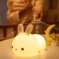 Silicone Rabbit Night Light For Kids Bedroom Bedside Stitch Dimmable Sleep LED Night Lamp Childrens Birthday Gift Hot Sale