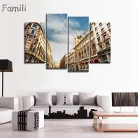 4 Piece Home decoration printed oil painting canvas prints no frame large wall pictures for living room Spain Madrid landscape