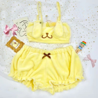 Anime Cosplay Cartoon Pajamas for Japanese Kawaii Lolita Velvet Tube Top and Shorts Lingerie Underwear Set Soft Girl Lovely s