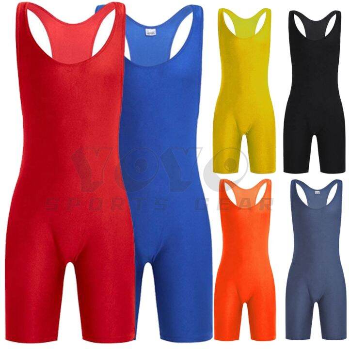 Plain Color Youth And Wrestling Singlets Suit Boxing Bodysuit Iron Men ...