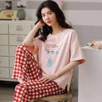 SLPBELY Women Pajamas Set Homewear Lovely Cartoon Cactus Short Sleeve O Neck Sleepwear Nightwear Summer Homesuit Pyjamas Pijamas