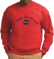 Mens NASA I Need My Space Insignia Embroidered Crewneck Sweatshirt - Red - S