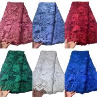 3D Flower Sequins African Lace Fabric 2022 Green High Quality Nigerian French Tulle Lace Fabric Sequined Mesh For Wedding Sew