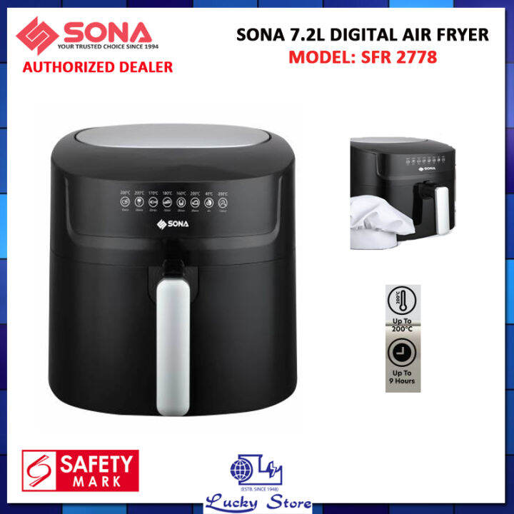 SONA SFR 2778 7.2L DIGITAL AIR FRYER, TEFLON COATING, DETACHABLE TRAY