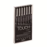 TOUCH LINER SET of 7 (S4100007) / เซ็ตปากกาตัดเส้น 7 ขนาด สีดำ แบรนด์ TOUCH จากประเทศเกาหลี