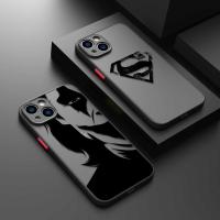 Superhero Batman Superman Joker Clear Matte Phone Case For iPhone 11 14 13 12 Pro Max Mini X XR Xs 8 6 7 Plus Cover Bumper Shell  Screen Protectors