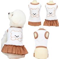 Bear Pattern Dog Vest Dress Summer Pet Clothes Sleeveless Dog Hoodies Dresses Puppy Cat Shirt Vests For Small Medium Dogs Yorkie Dresses