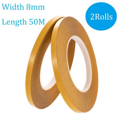2PCS 8mm PET Transparent Double Sided Tape Strongly fixed  No Trace Waterproof High Temperature Resistant Double-Sided Tape 50M Adhesives Tape