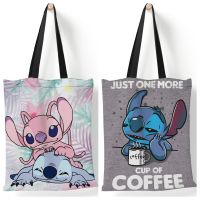 Stitch Tote กระเป๋าอะนิเมะ Lilo และ Stitch ผู้หญิงผ้าใบกระเป๋าถือ35X40ซม. ความจุขนาดใหญ่ถุงช้อปปิ้งของขวัญหญิง