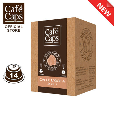 CafeCaps - Caffè mocha Nescafe Dolce Gusto Capsule Compatible (1 Box X14 capsules แคปซูล) by Cafecaps - กาแฟมอคค่าแคปซูลที่สามารถใช้กับเครื่องDolce Gusto!กาแฟ7แคปซูล+โกโก้7แคปซูล
