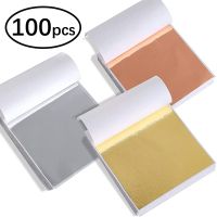 卍✈❅ 100pcs Imitation Gold Sliver Copper Foil Paper DIY Resin Candle Plaster Craft Leaf Flake Gilding Sheets Art Nail Home Decoration