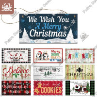 Putuo Decor Christmas Wooden Plaque Signs 2022 New Years Navidad Gift Xmas Tree Christmas Tree Ornament Sweet Home Wall Decor