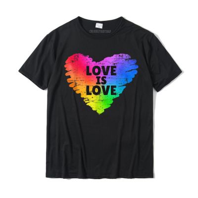 การออกแบบเดิมเสื้อยืดแขนสั้นLyzh Gay Pride เสื้อยืดลําลอง ผ้าฝ้าย แขนสั้น พิมพ์ลาย Love Is Love Rainbow Heart สไตล์วินเทจ สําหรับผู้ชS-5XL