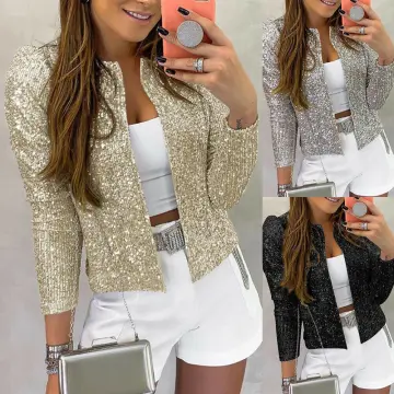 Women Casual Fashion Sequin Sequins Sparkling Winter Jackets for Women for  Work | eBay