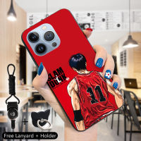 Mop Mall เคสสำหรับ Apple iPhone 15 Pro Max 15 15 Pro แหวนใส่นิ้วสายคล้องตัวการ์ตูนสแลมดังก์เคสโทรศัพท์ซิลิโคนกันกระแทกเคสโทรศัพท์ป้องกัน TPU