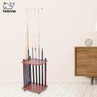 TOOYFUL Pool Cue Rack ไม้เนื้อแข็งยืนฟรีบิลเลียดอุปกรณ์เสริมขาตั้งพื้น