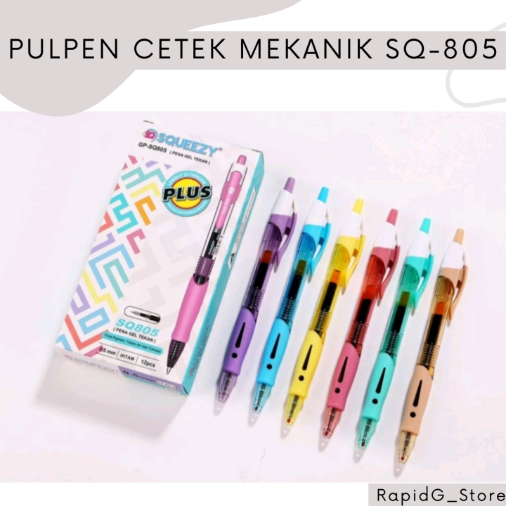 Pcs Pulpen Pena Gel Cetek Mekanik Squeezy Gp Sq Retractable