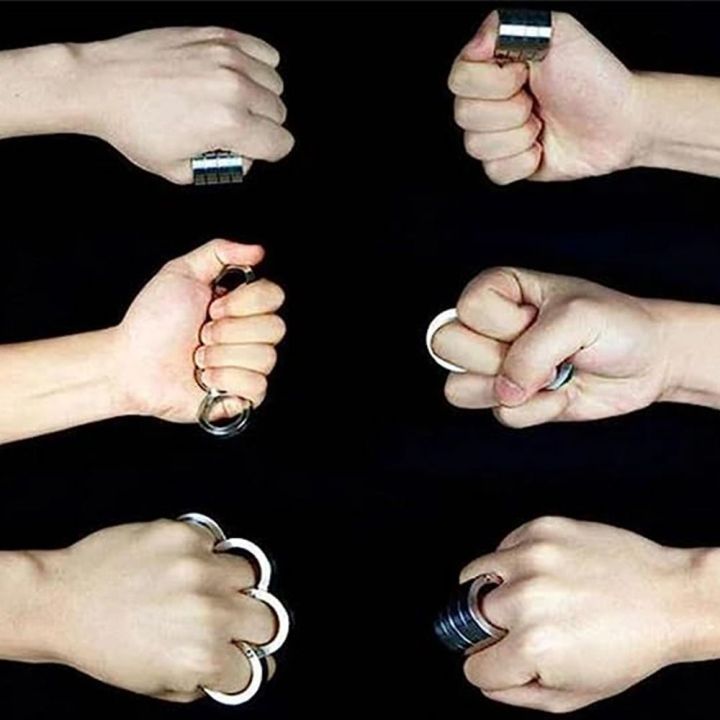 sameple-2-4pcs-เหล็กไร้สนิม-แหวนพับได้-แบบพกพาได้-เครื่องบีบอัด-แหวนตะขอสี่นิ้ว-ของใหม่-วงแหวนหมุนคู่-สำหรับผู้หญิง