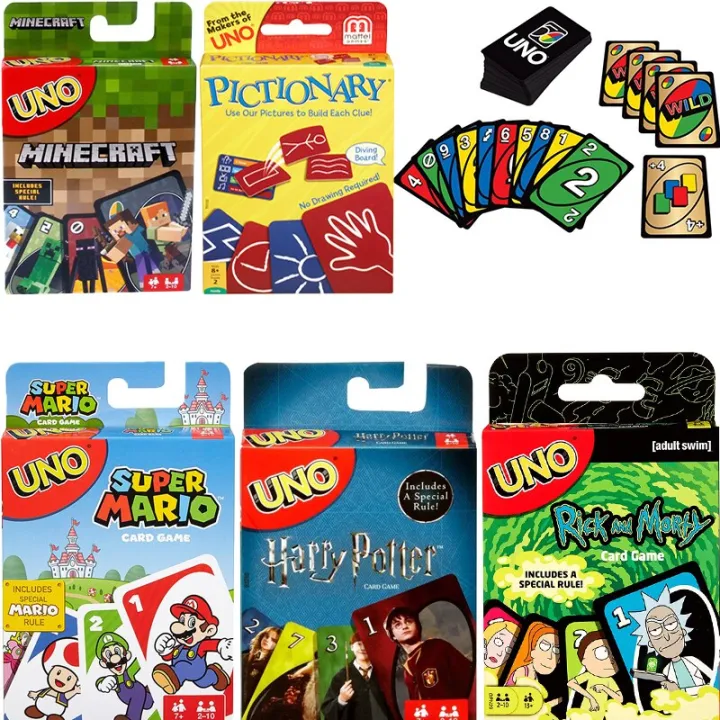 Mattel UNO Cartoon Anime Characters Minecraft Pokemon Pikachu playing ...