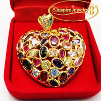 INSPIRE JEWELRYจี้พลอยนพเก้ารูปหัวใจไซด์ L งานจิวเวลลี่ ฝังล็อค หรือฝังสอดแบบร้านเพชร ร้านทอง งานปราณีต สวยงาม