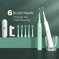 EVEBOT Sonic Electric Toothbrush, Rechargable with 6 Heads+1 Storage Box+1 Wall Mounting