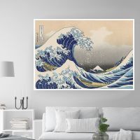 Vintage Japanese Art โปสเตอร์ The Great Wave Of Kanagawa Ukiyoe ภาพวาดที่มีชื่อเสียงสำหรับตกแต่งห้องนั่งเล่น