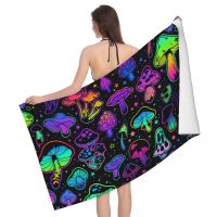 Mushroom Pattern Beach Towel Custom Psychedelic Magic Boho Super Soft Microfiber Pool Towels