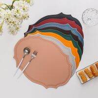 PU Leather Placemats Irregular Shape Waterproof Pad for Kitchenware Coffee Cup Pot Plate Knife Fork