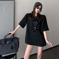 ▨▥  Joya t-shirt women fashion Korean version loose and lazy short-sleeved top embroidered bear T-shirt