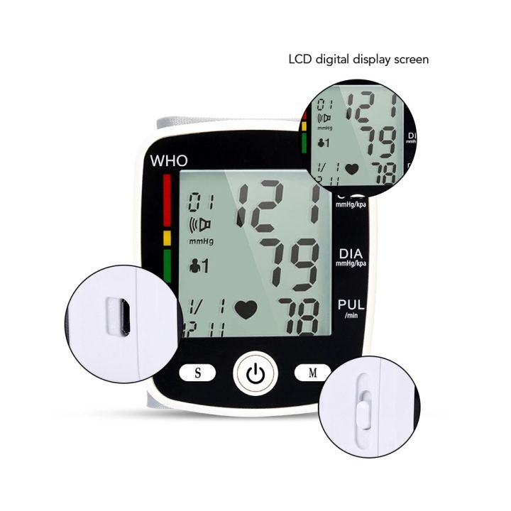 ข้อมือ-เครื่องวัดความดันโลหิตอัติโนมัติ-เครื่องวัดความดันแบบพกพา-เครื่องวัดความดัน-หน้าจอดิจิตอล-lcd-blood-pressure-monitor