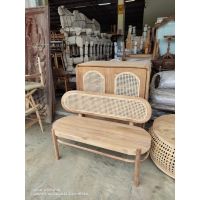 ส่งฟรี พร้อมส่ง teak wood rattan bench chair เก้าอี้ยาว พนักหวาย ม้านั่งยาวไม้สัก ม้านั่งยาวหน้าบ้าน ม้านั่งยาว โมเดิร์น ยาว1.2 เมตร งานดิบ