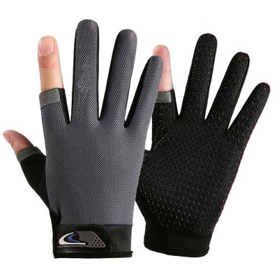 Summer Mens Fishing Gloves Anti-UV Cycling Women Two Finger Cut Male Touch Screen Angling Anti-Slip Breathable Fitness Gloves
