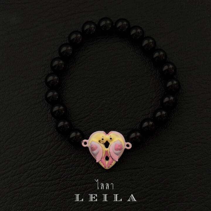 leila-amulets-สาลิกาคู่-baby-leila-collection-หัวเหลืองปีกชมพู-ห่วงข้าง-พร้อมกำไลหินฟรีตามรูป