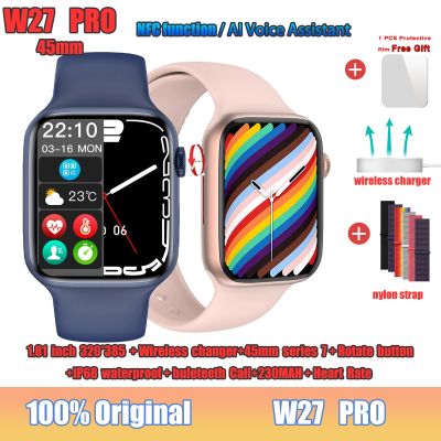 ZZOOI Original IWO W27 Pro Smart Watch Series 7 Wireless Charger NFC Function AI Voice Assistant IP68 Call Watch For Apple 2022 New