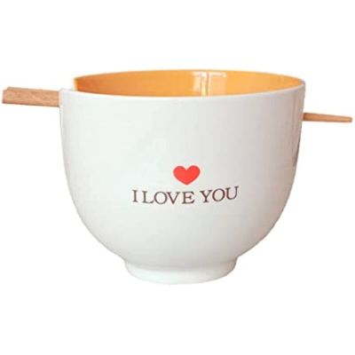 ETXCouple Kissing Ramen Bowl with Wooden Chopstick Featuring 20-Ounce Ramen Bowl Noodle Bowl  Instant Noodles Household KitchenwareTH