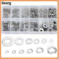 GEORG 350pcs 12ขนาดที่แตกต่างกัน ล็อคเครื่องซักผ้า เงินสีเงิน เหล็กไร้สนิม เครื่องซักผ้าสปริง เครื่องซักผ้าคละแบบ เครื่องซักผ้าแบบแบน การก่อสร้างบ้าน